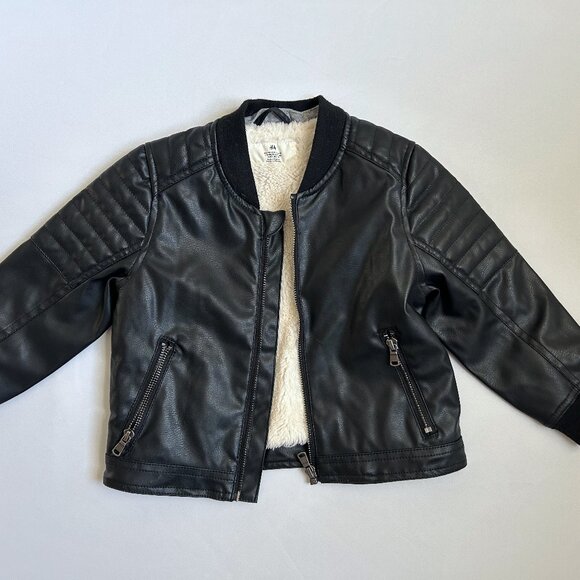 H&M Black Leather Jacket - Kids - EUR 98/ 3T- Very nice - Picture 1 of 6